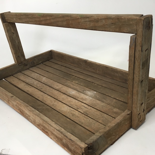 TRAY, Wooden Slatted w Carry Handle